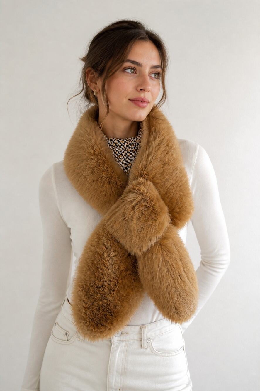 Banana Republic Faux Fur Scarf in Brown One Size